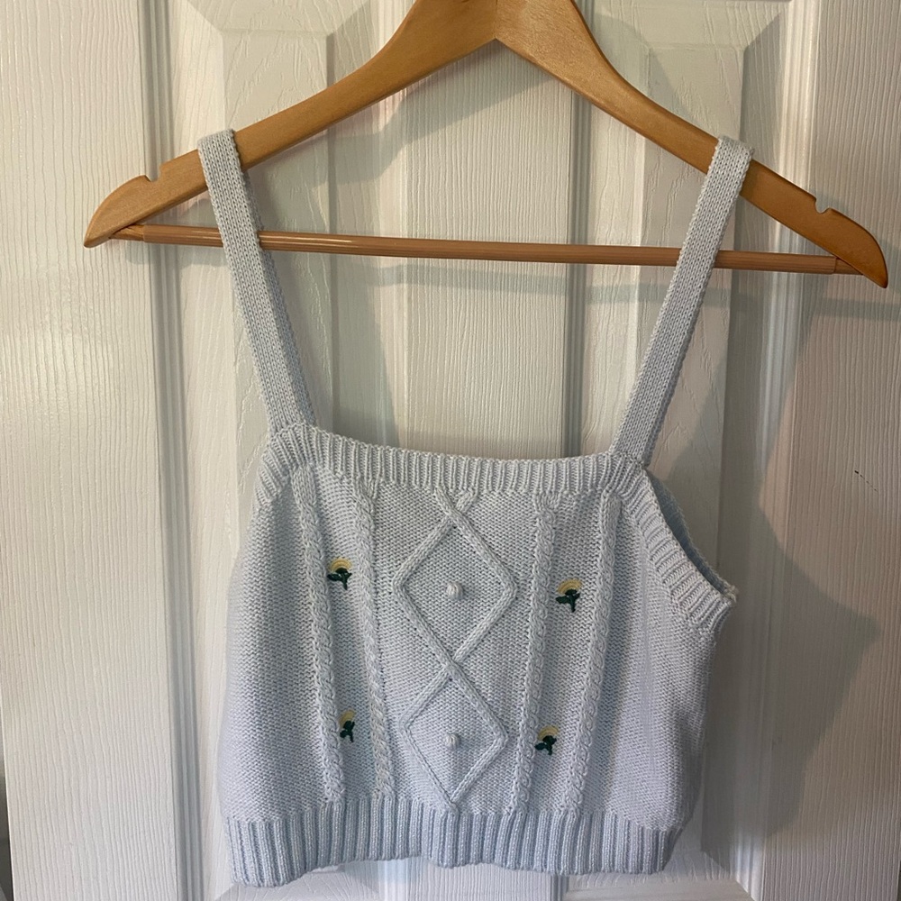 Wild Fable Light Blue Knit Tank Top